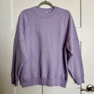 Gilly Hicks Oversized Crewneck Fleece Pullover Sweatshirt Purple Lavender Size S